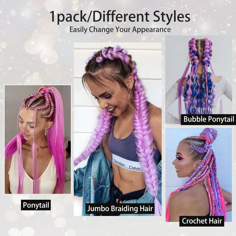 Synthetic LUPU ponytail extension with elastic band, 26 inches long, featuring natural black color and textured synthetic hair.