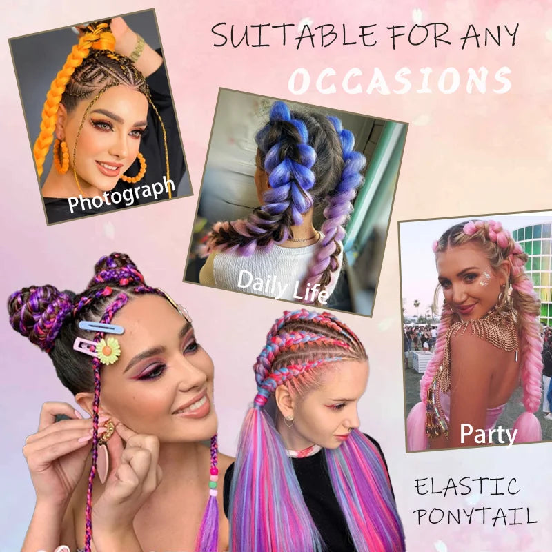 Synthetic LUPU ponytail extension with elastic band, 26 inches long, designed for easy secure wear and natural hairstyle enhancement.