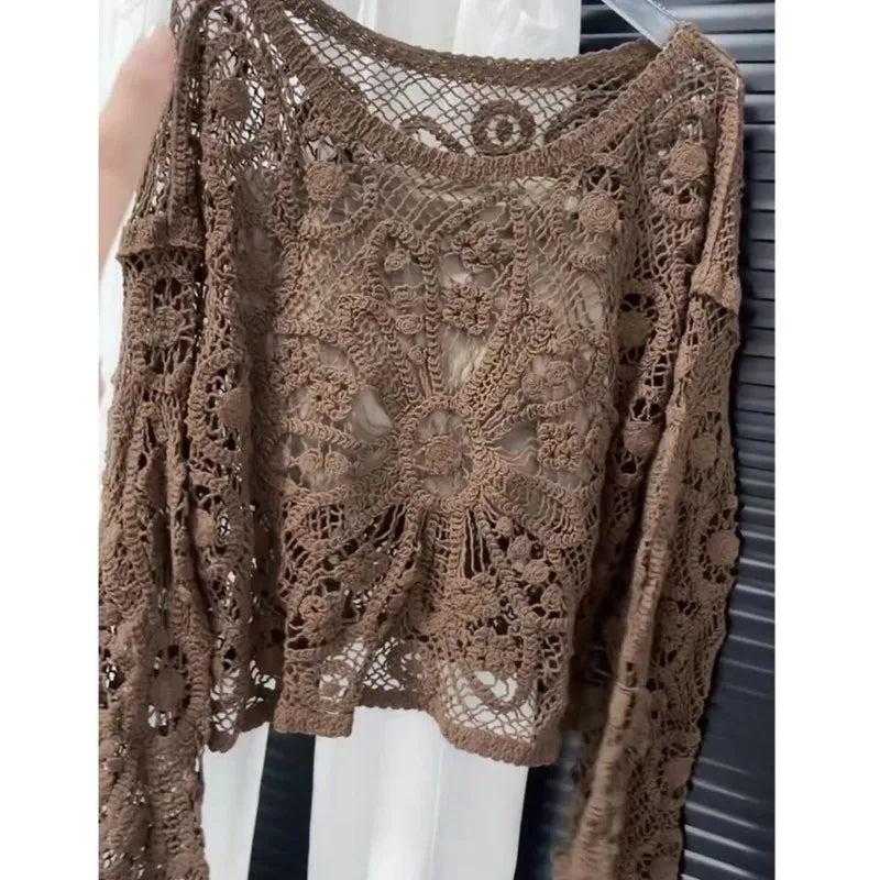 Lightweight summer knit sweater for women by Corporación Turística, featuring a delicate open-knit pattern in soft fabric.