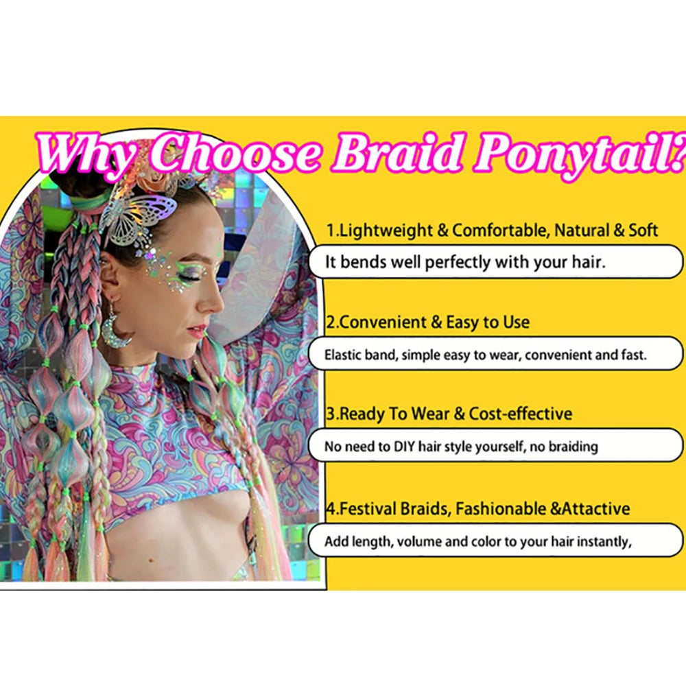 Synthetic bubble ponytail extension in black, featuring a sleek, shiny hairpiece with layered strands for a natural look.