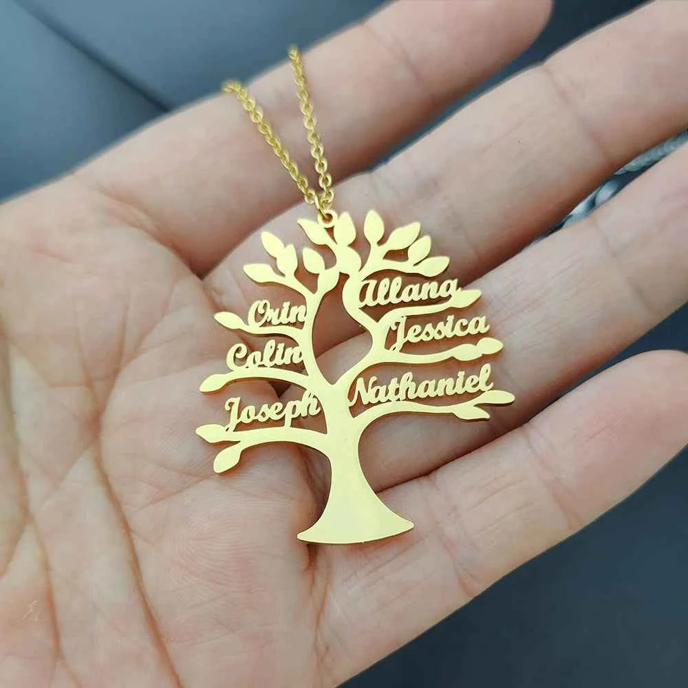 Silver personalized collar with Tree of Life name engraving, 40 centimeters, by Corporación Turística.