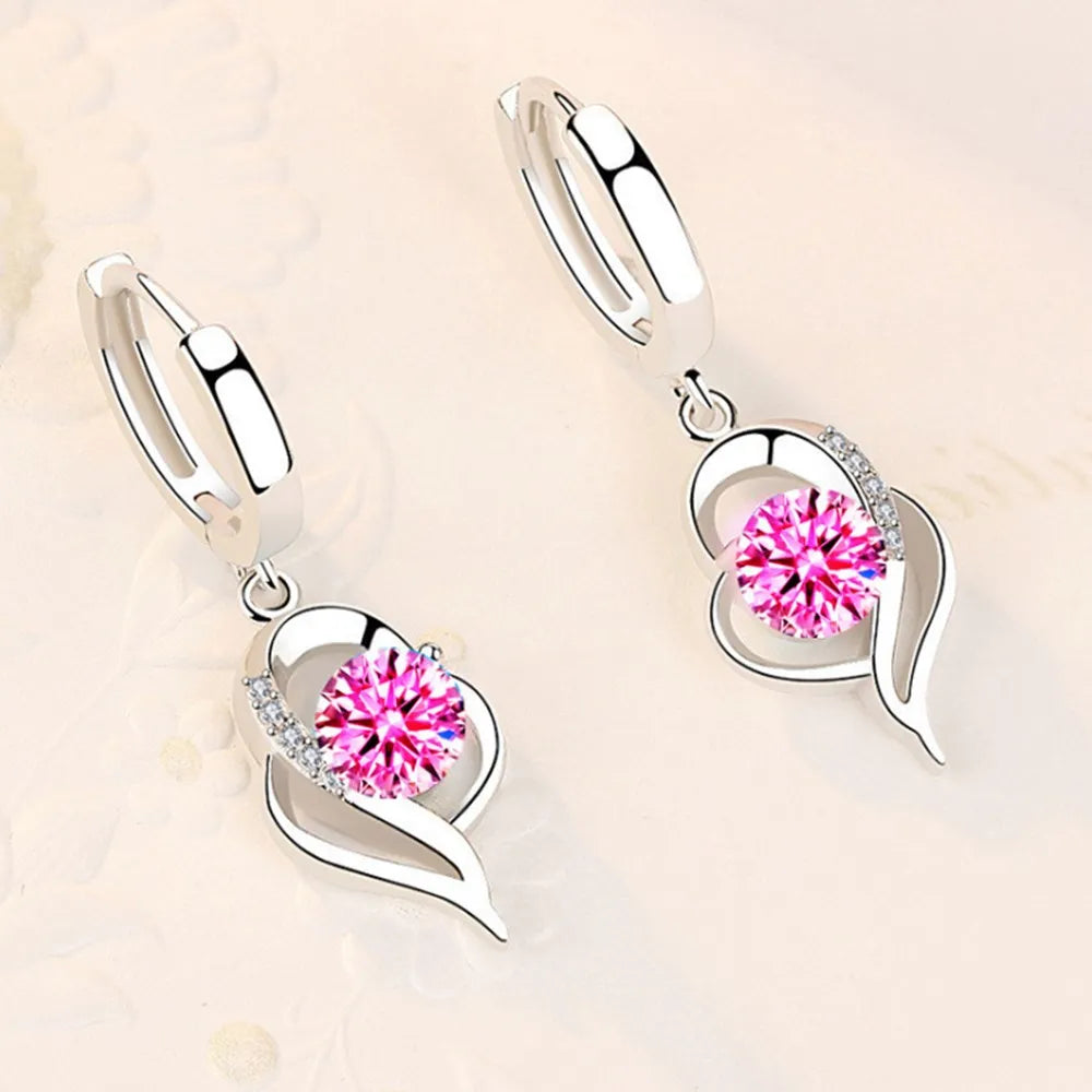 Sterling silver 925 earrings with sparkling crystal cubic zirconia, stylish and elegant jewelry accessory.