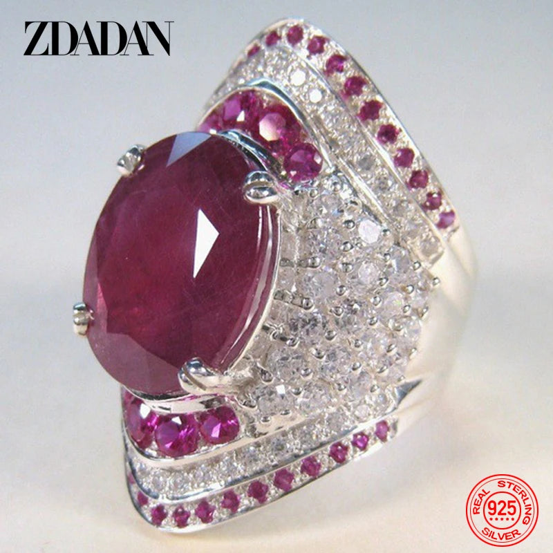 Sterling silver 925 ring with a ruby gemstone for women, featuring a sleek design with a polished finish.