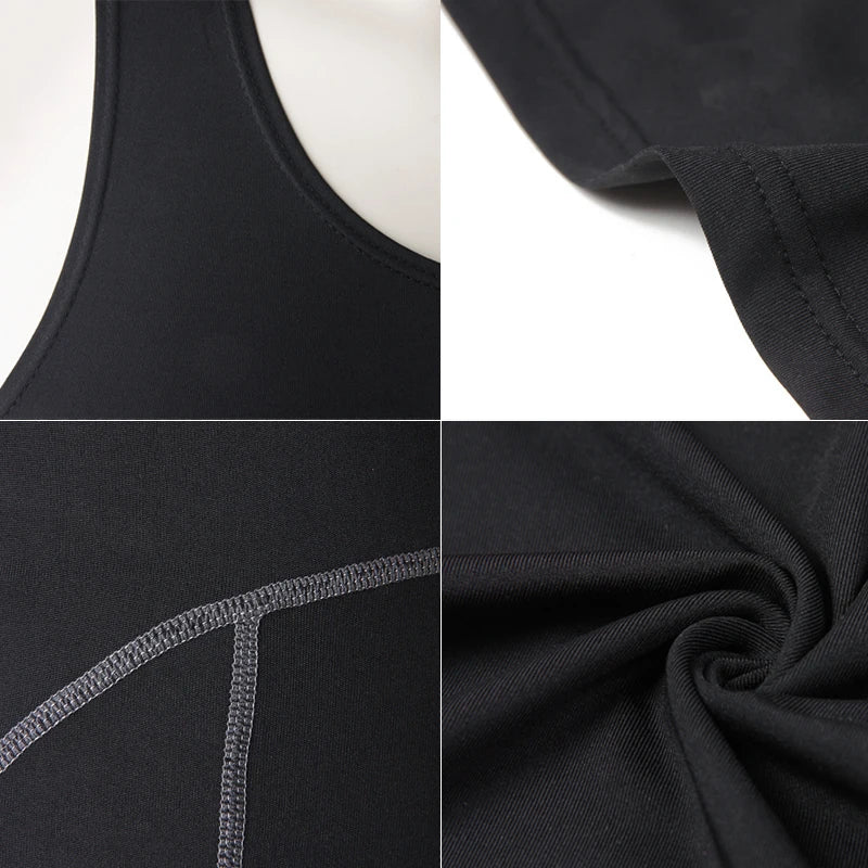 Blue sleeveless compression T-shirt from Corporación Turística, quick-drying fabric, designed for active wear, with a snug fit.