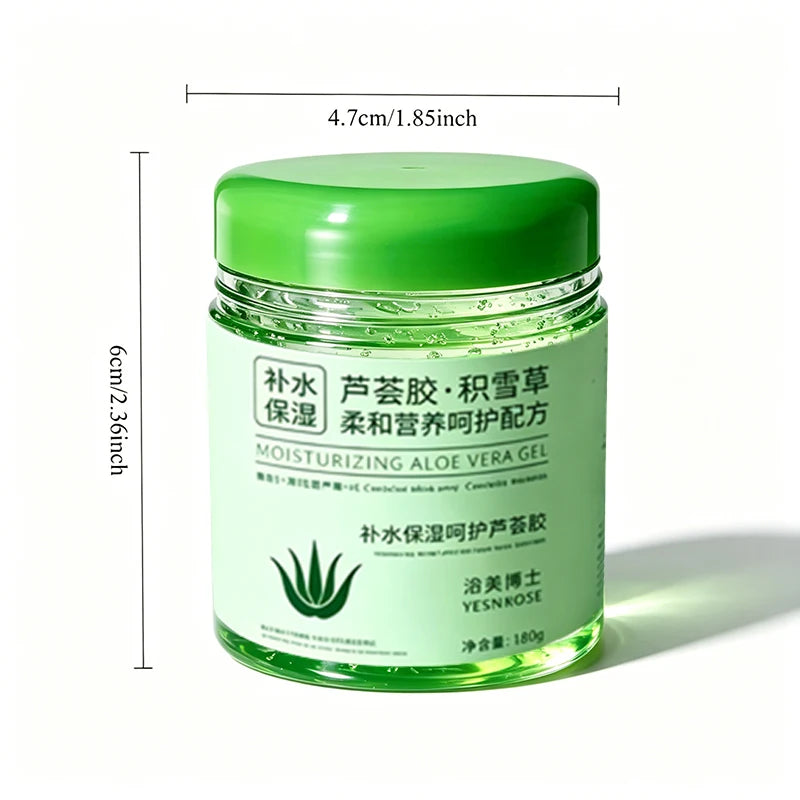Aloe Vera and Centella Asiática facial gel by Corporación Turística, 100g, with transparent gel texture in a clear container.
