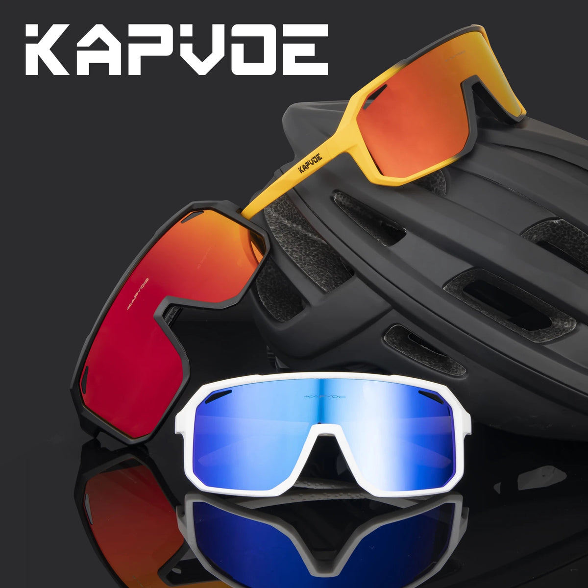 Kapvoe photochromatic MTB cycling sunglasses with tinted lenses, designed for mountain biking by Corporación Turística.