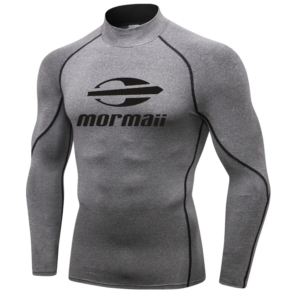 Men's swim rash guard by Corporación Turística, black and blue swim shirt for men, designed for comfortable swimming.