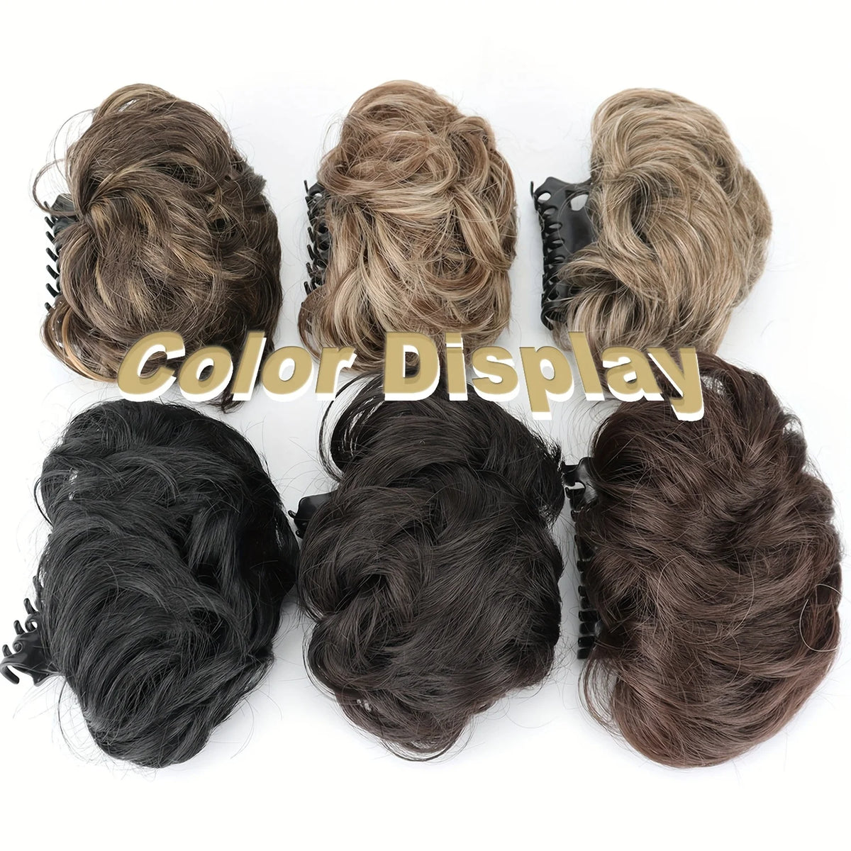 Disheveled bun hair claw clip by Corporación Turística, shown holding messy hair in a natural, casual style.
