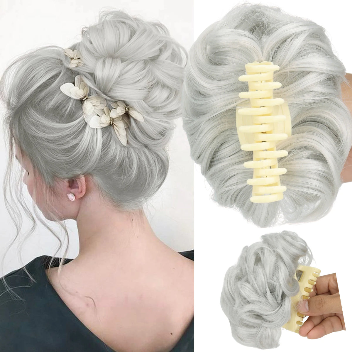 Disorderly bun hair claw clip by Corporación Turística, stylish hair accessory for casual and messy updos.