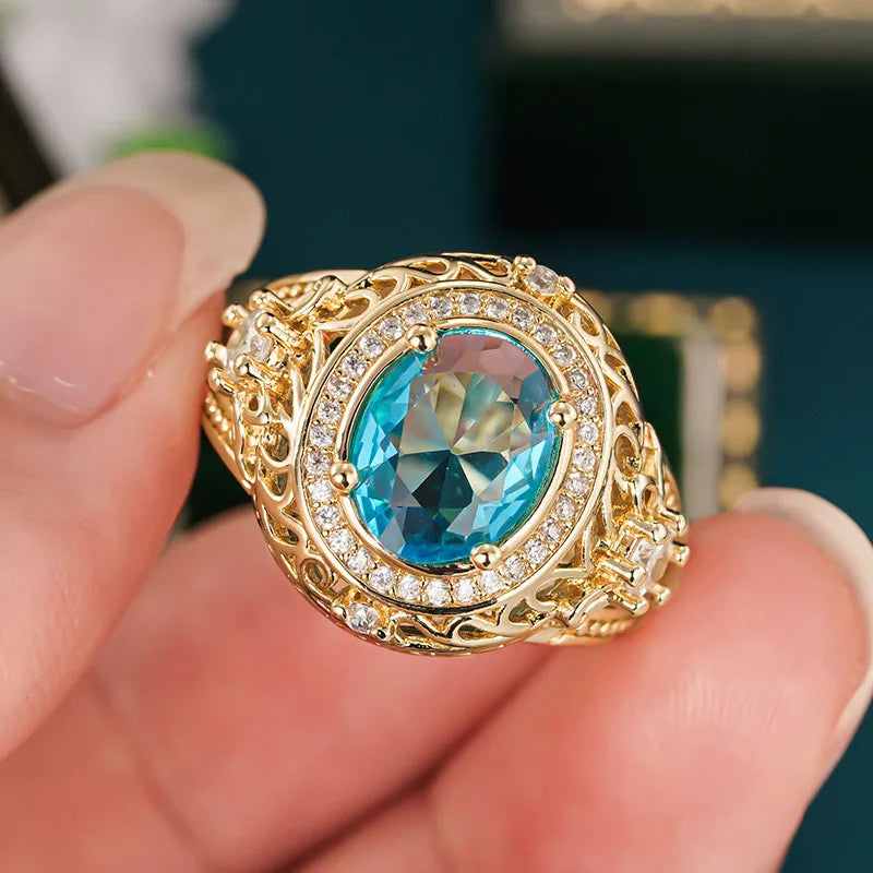 Sterling silver 925 ring with blue cubic zirconia, featuring a Vin design, from Corporación Turística.