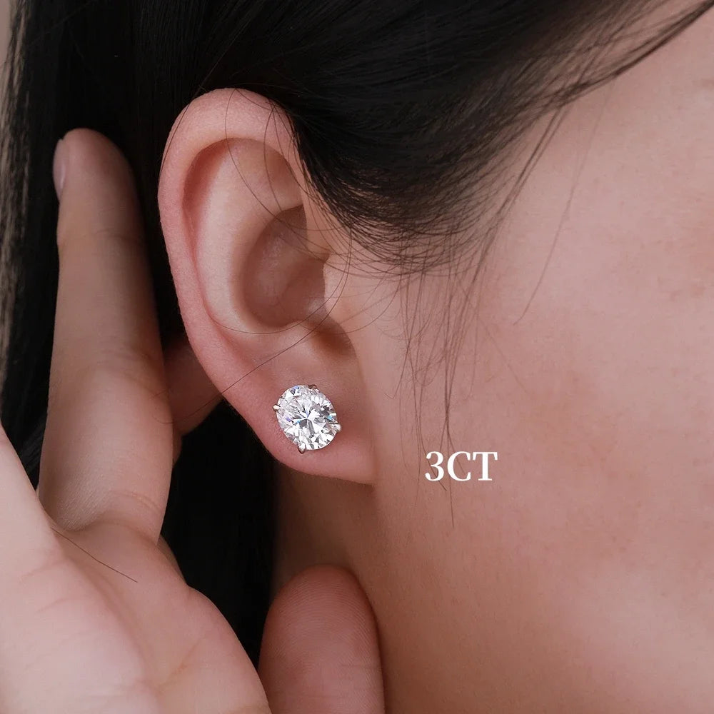 Oval moissanite earrings from NKHOG with 1-4 carats, featuring high-quality faceted gemstones in a stylish design.