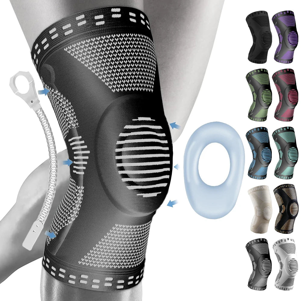 Beige XL sports knee compression brace with patella protector from Corporación Turística, designed for knee support and stability.