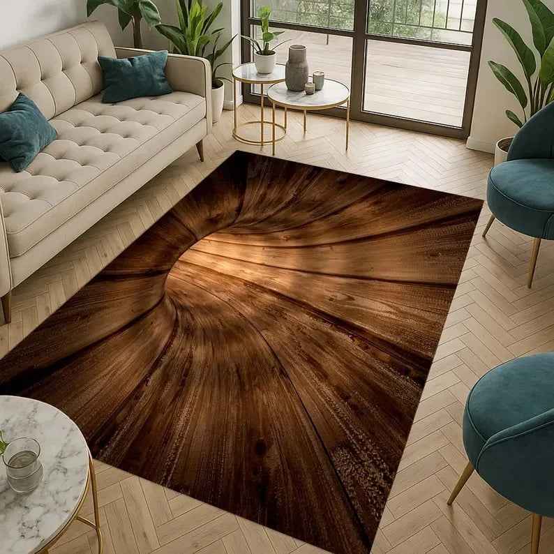 3D illusion abyss infinity rug by Corporación Turística featuring optical illusion design, washable, in 120x160cm size.