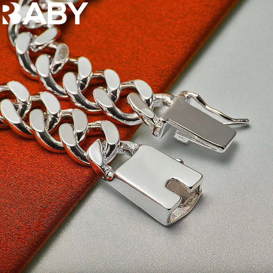 URBABY silver 925 chain bracelet with square links, 20 cm length, crafted by Corporación Turística, elegant jewelry accessory.