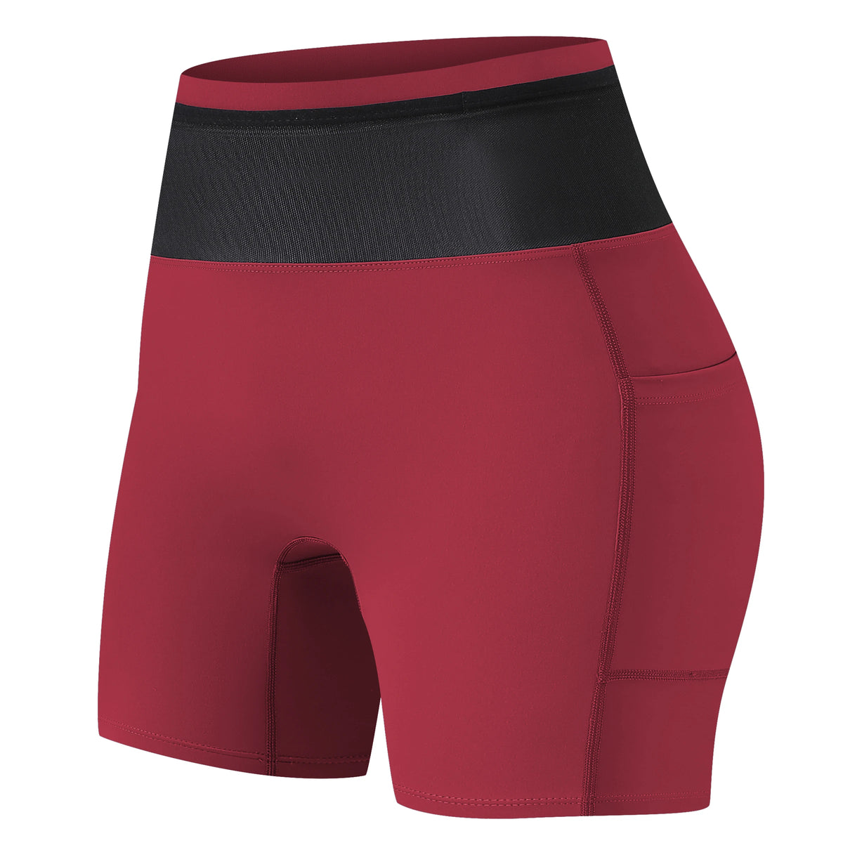 Gray and blue women's marathon compression shorts by Corporación Turística, designed for comfort and performance during running.