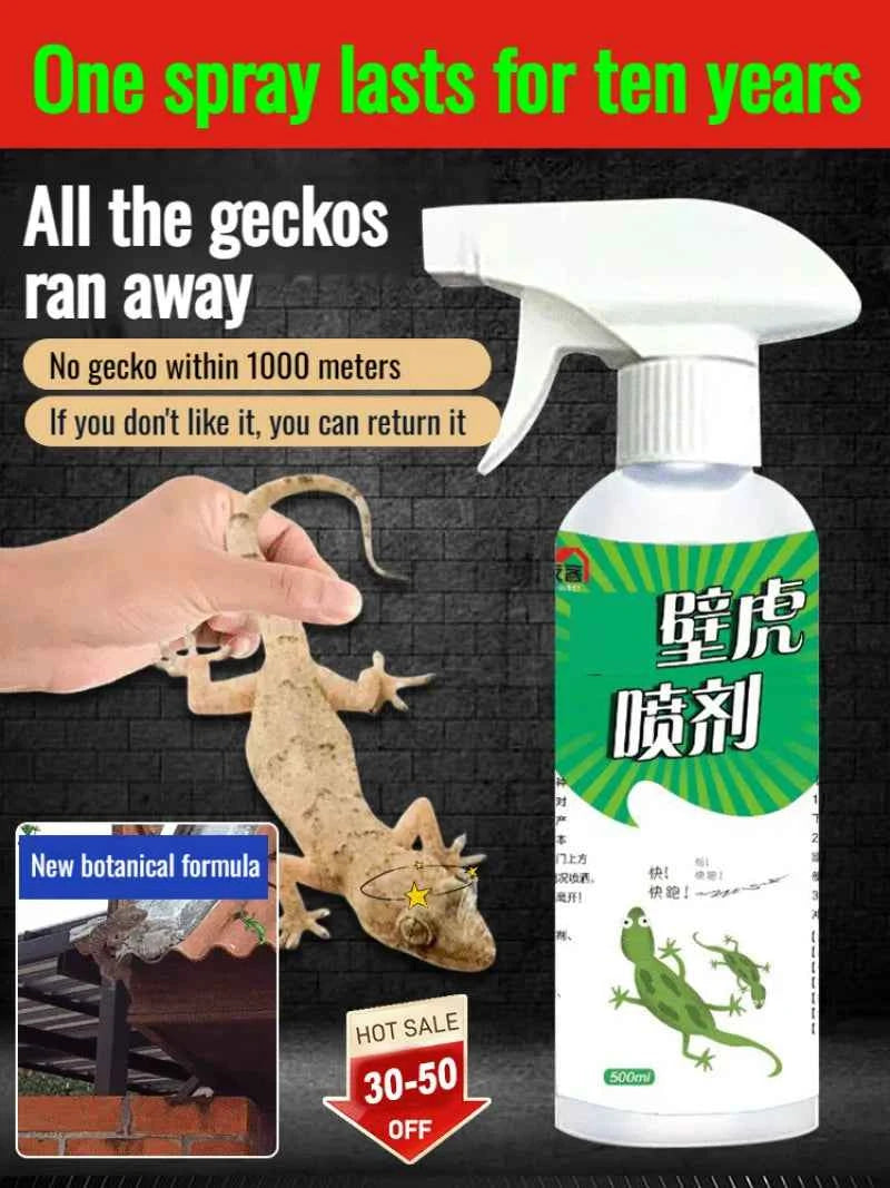 Potente Gecko Repellent Spray by Corporación Turística, 260ml, effective natural solution to repel geckos from indoor and outdoor areas.