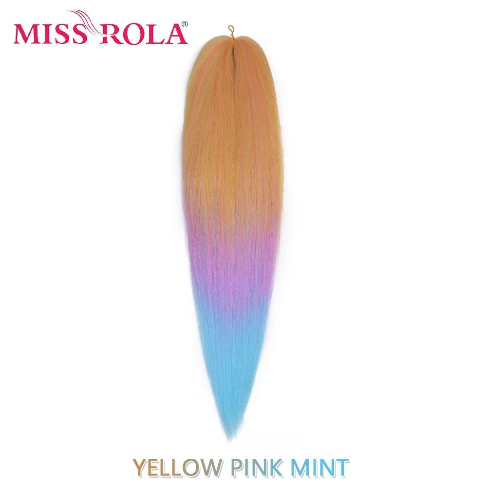 Miss Rola synthetic 26-inch Kanekalon hair extension, lightweight 75g, shown in natural black color.