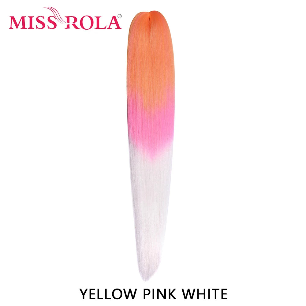 Miss Rola synthetic hair extension, 26 inches, 75g Kanekalon fiber, shown in natural black color for long-lasting hairstyles.