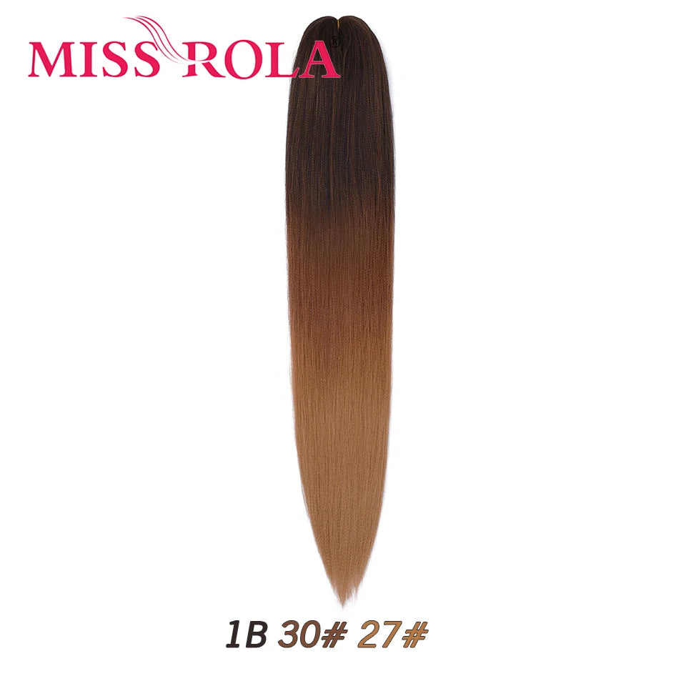Miss Rola synthetic 26-inch Kanekalon hair extension, 75g, shown in natural black color, styled for long, voluminous hair looks.