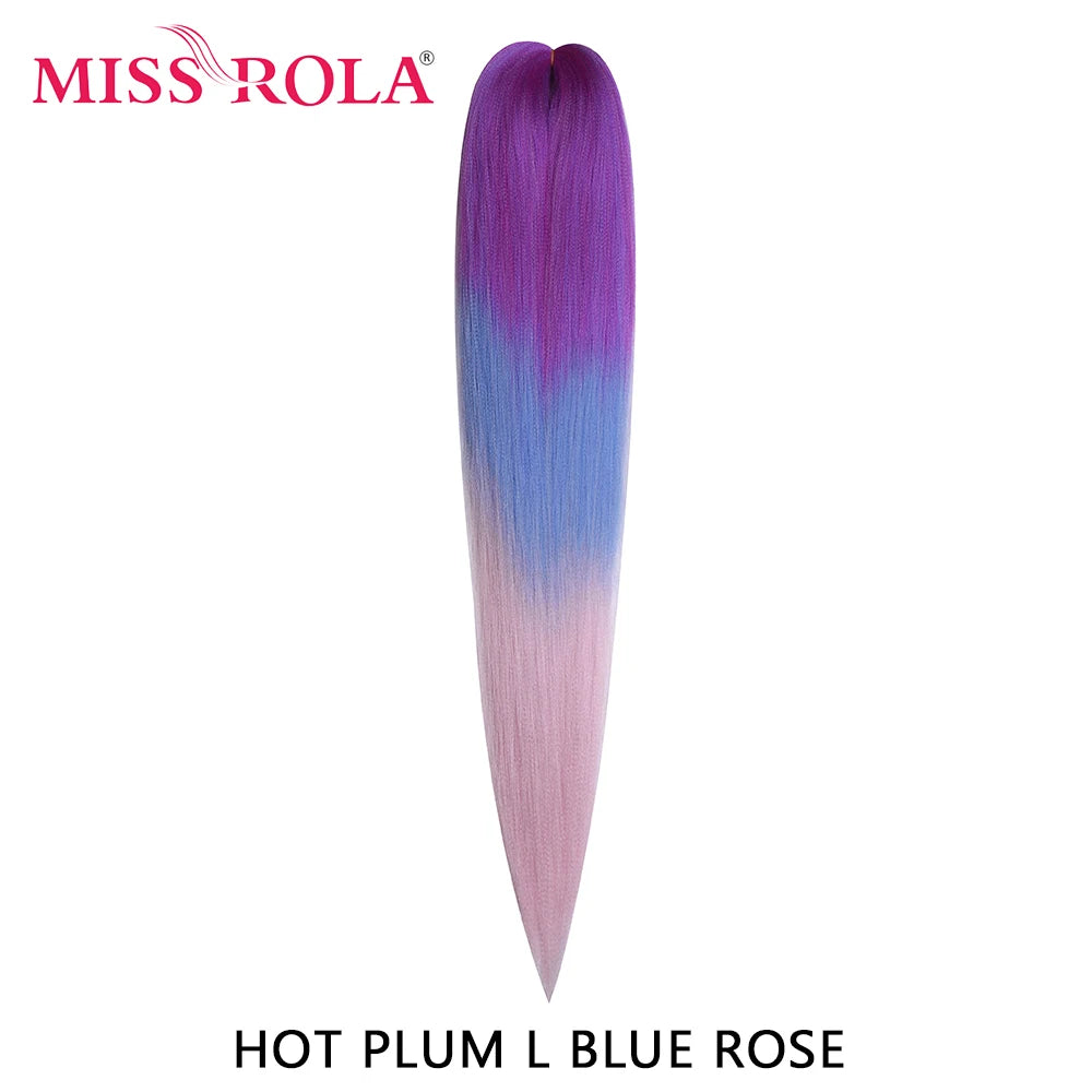Miss Rola synthetic hair extensions, 26 inches long, 75g weight, Kanekalon fiber, shown in a natural black color.