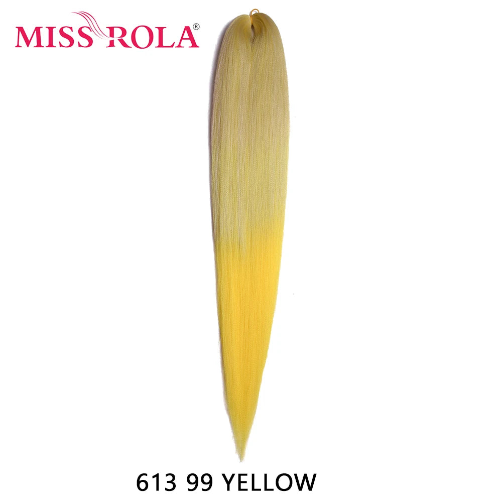 Miss Rola synthetic 26-inch Kanekalon hair extension, lightweight 75g, displayed in a natural, straight style.