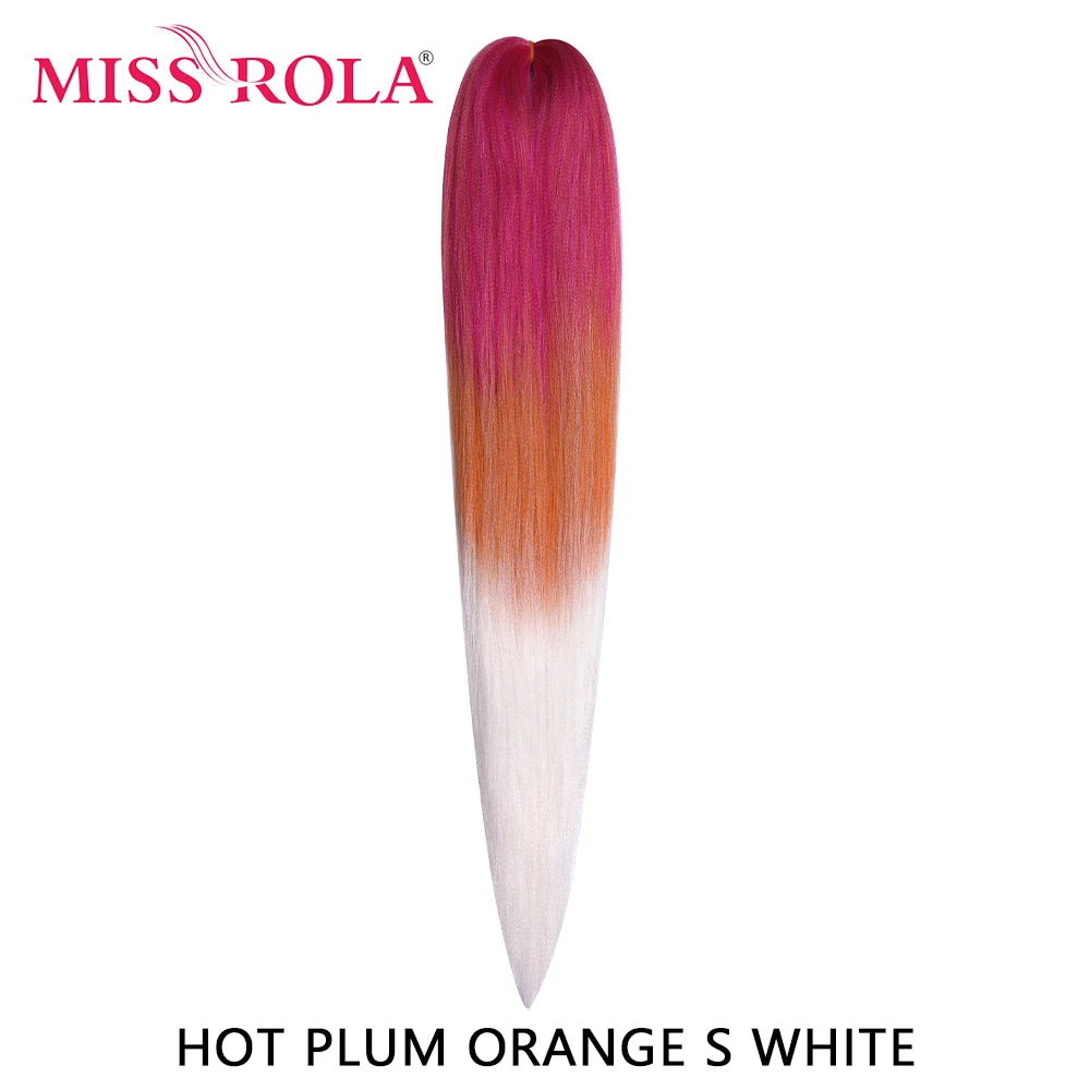 Miss Rola synthetic 26-inch Kanekalon hair extension, 75g, shown in a close-up image with vibrant synthetic fibers.