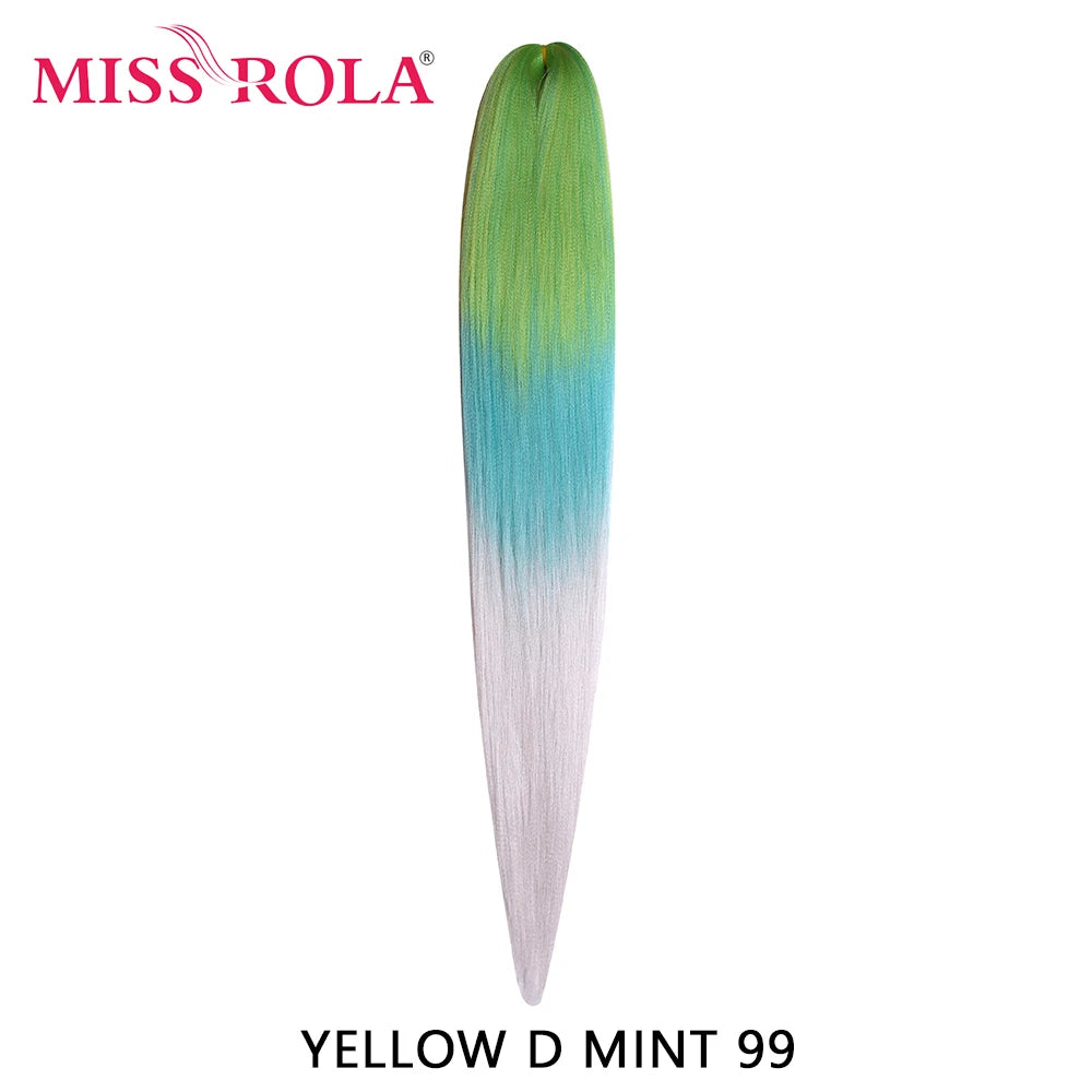 Miss Rola synthetic 26-inch hair extensions in Kanekalon, 75g, displayed in a natural style with vibrant color and texture.