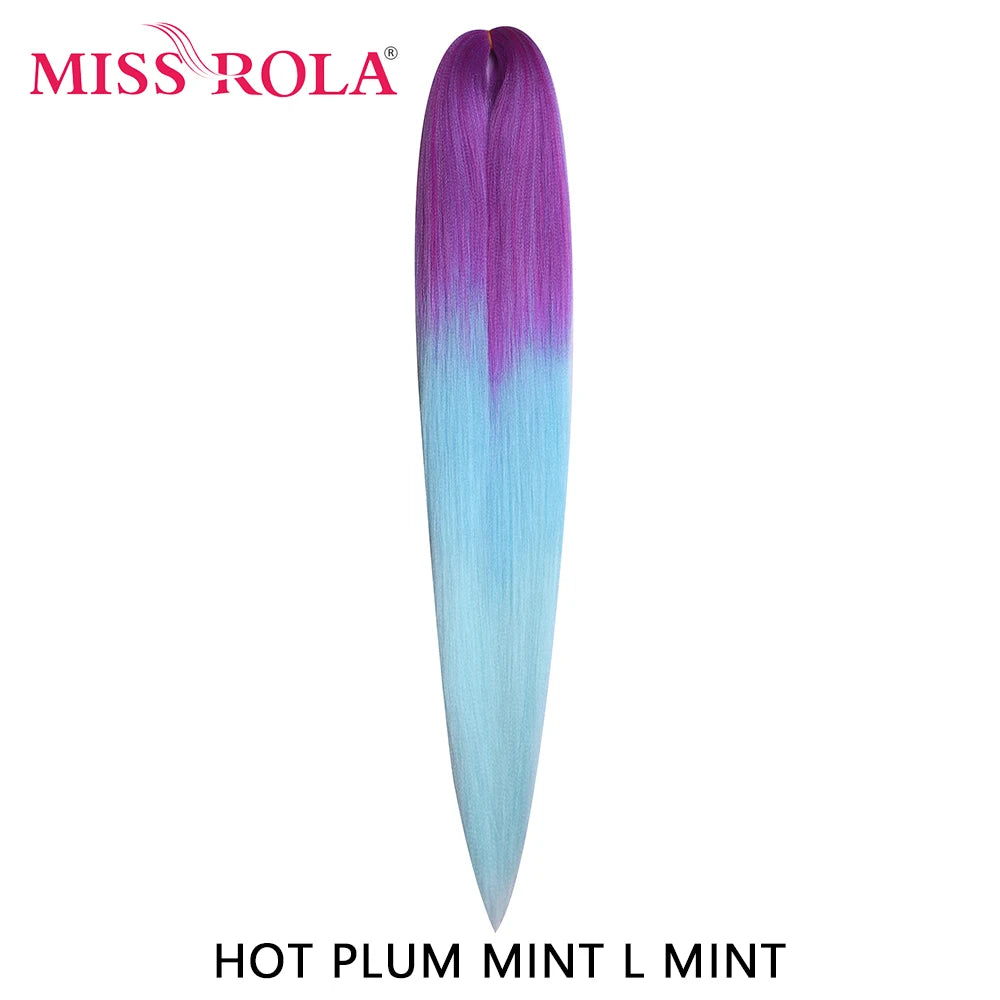 Miss Rola synthetic 26-inch Kanekalon hair extension, 75g, showcasing silky, lightweight synthetic hair for styling.