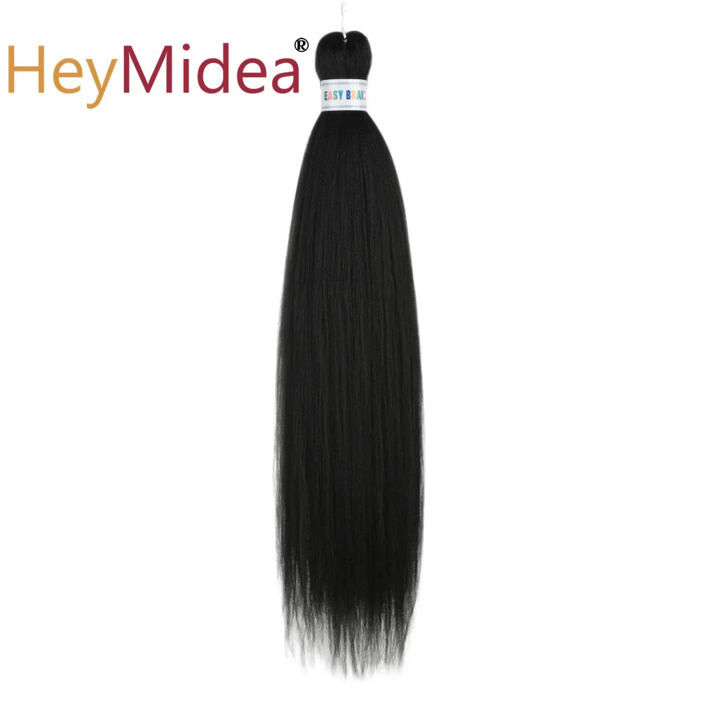 Synthetic 26-inch hair extensions from Corporación Turística, shown in a natural black color. Perfect for adding length and volume.