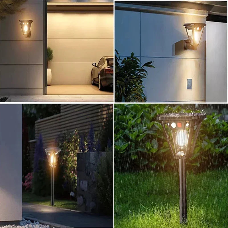 Solar 2-in-1 outdoor wall lamp by Corporación Turística, featuring a modern design and solar panel for outdoor lighting.