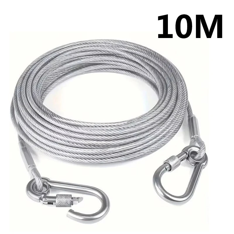 Versátil cuerda de acero inoxidable para ropa, 2 metros, fabricada por Corporación Turística, resistente y ideal para colgar prendas.