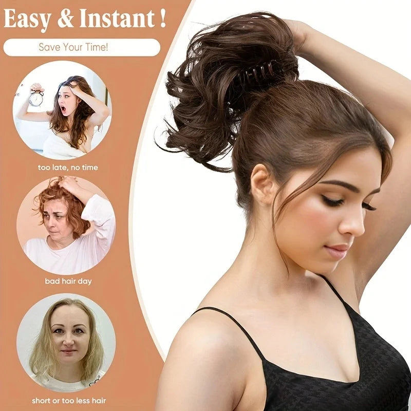 Synthetic 12-inch ponytail extensions from Corporación Turística, with long, thick, and natural-looking hair for easy styling.