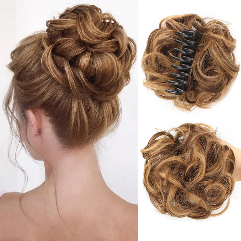 Synthetic messy bun hair clip by Corporación Turística, featuring a garra clip design for easy hairstyle attachment.