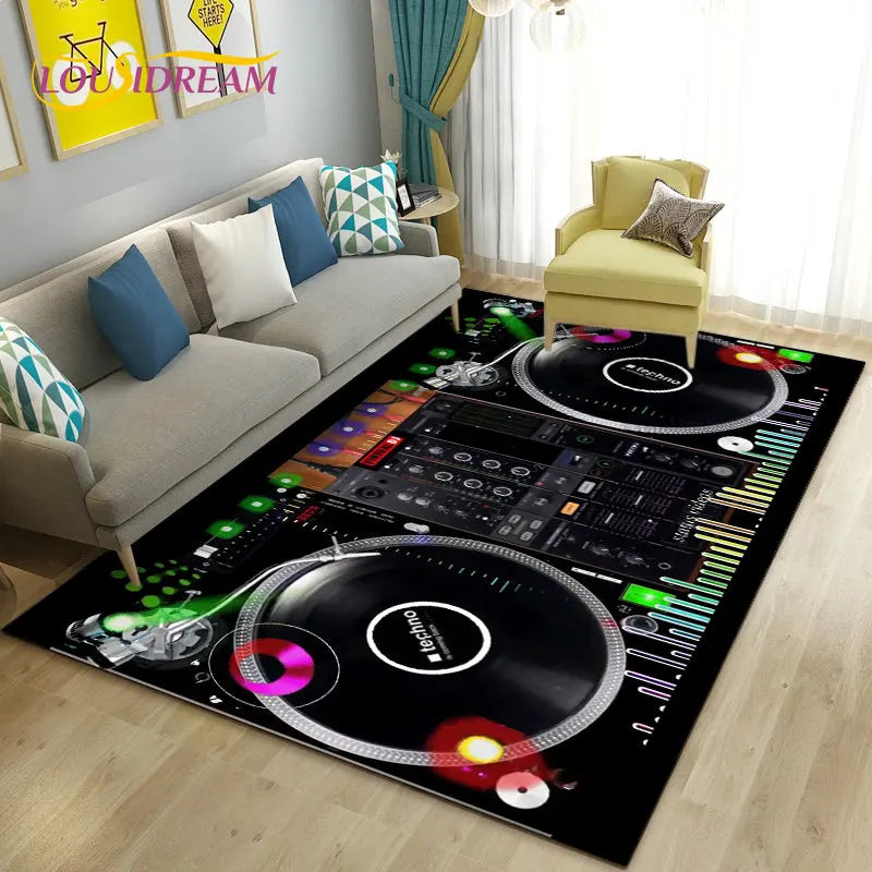 3D DJ music keyboard area rug by Corporación Turística, featuring vibrant musical and DJ-themed patterns on a 70x100cm carpet.