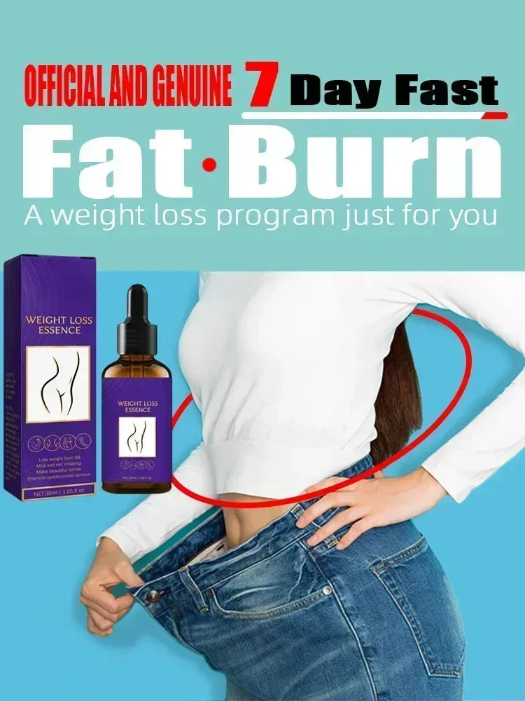 Three bottles of Corporación Turística essential oil for rapid weight loss, designed to burn fat in 7 days.
