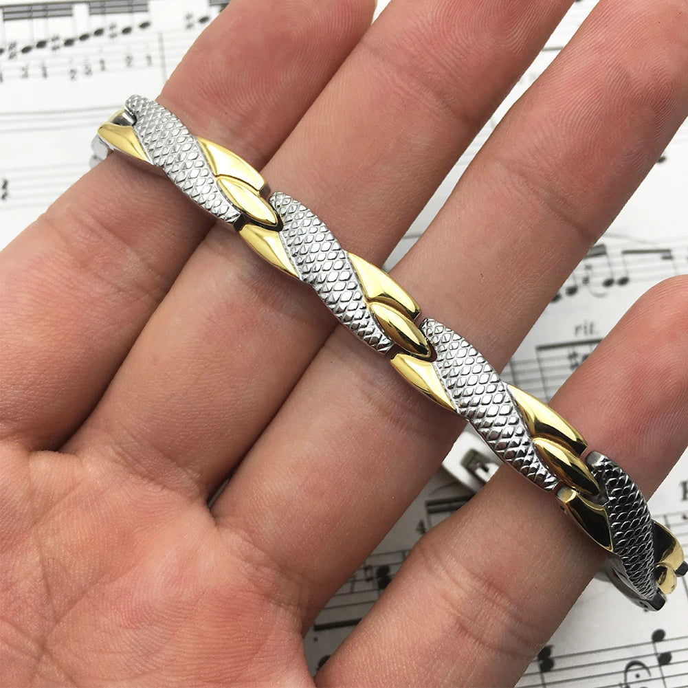 Germanium bracelet with magnetic chain for energy and health, featuring a sleek design and durable construction.