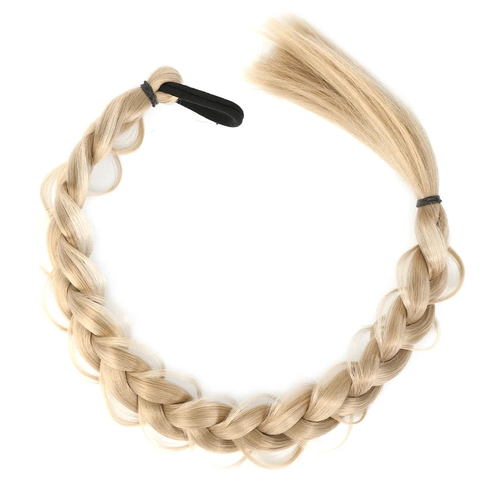 Braided ponytail hair extensions from Corporación Turística, showing long, textured, woven hair for a stylish look.