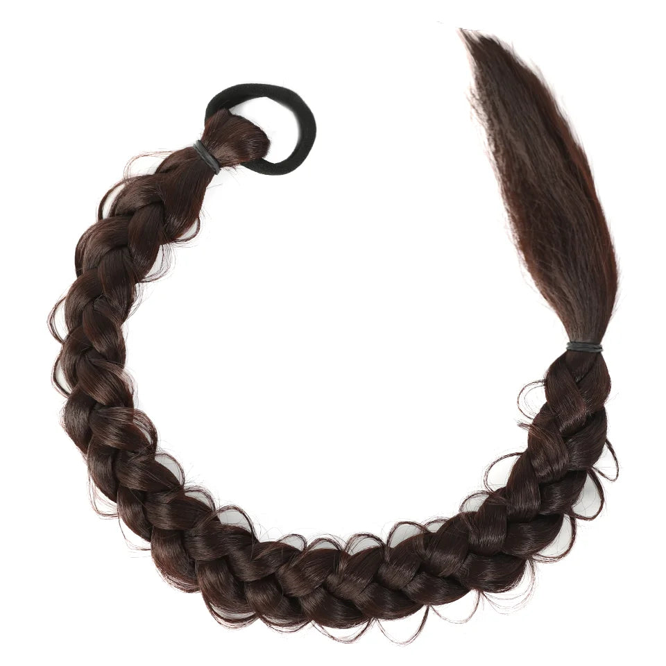 Trenzadas de extensiones de cabello en cola de caballo de la marca Corporación Turística, visible en la imagen.