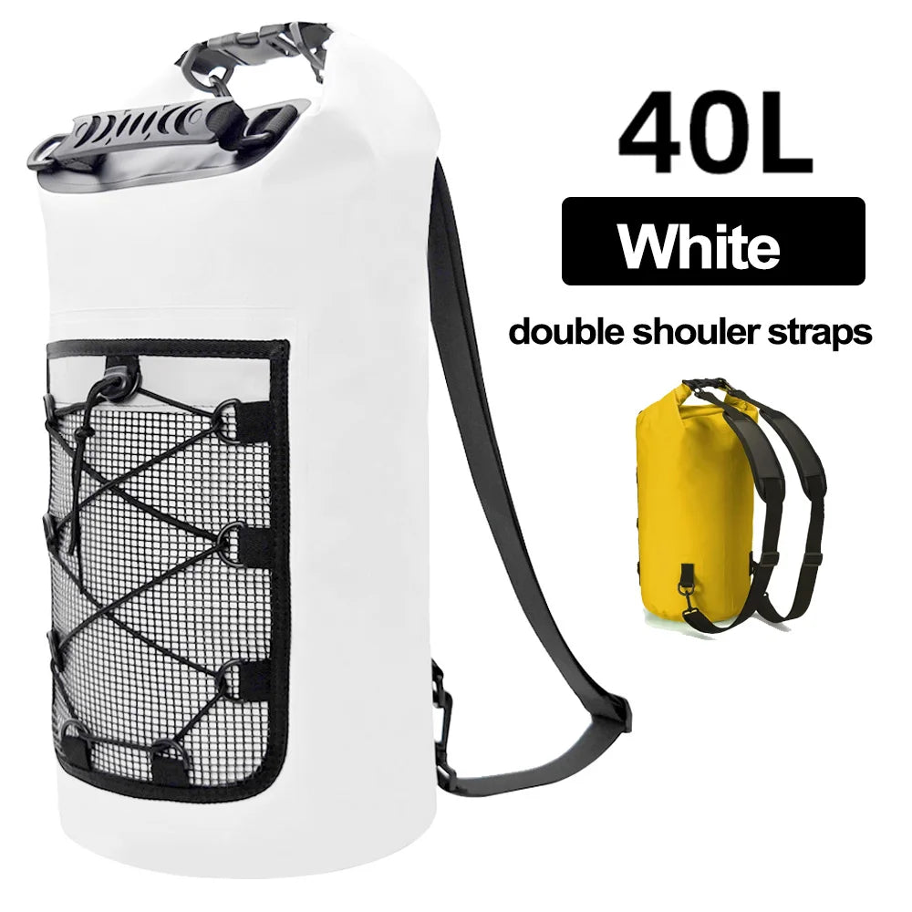 Yellow 40L floating dry bag for kayak, swimming, and beach from Corporación Turística, featuring waterproof material and secure closure.