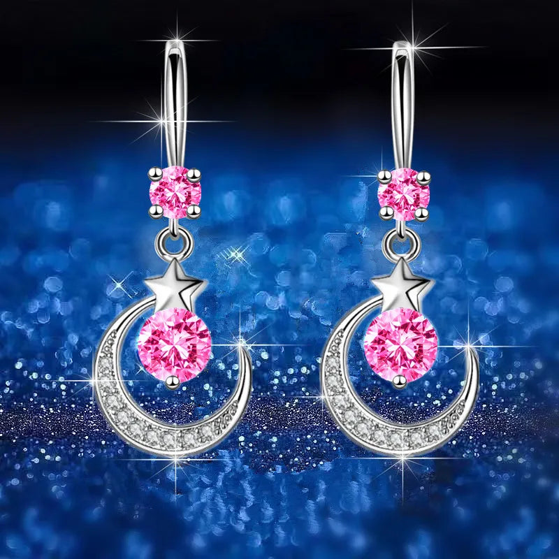 Water drop-shaped cubic zirconia earrings for women, silver-tone dangly earrings with sparkling stones.