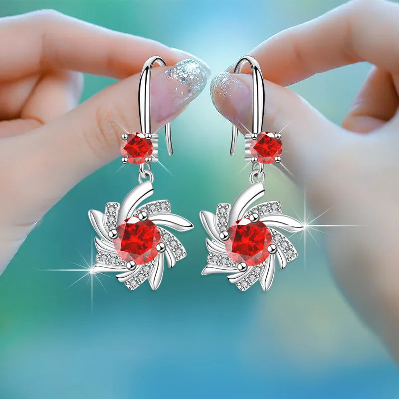 Water drop-shaped cubic zirconia earrings for women, elegant dangle earrings with sparkling stones.