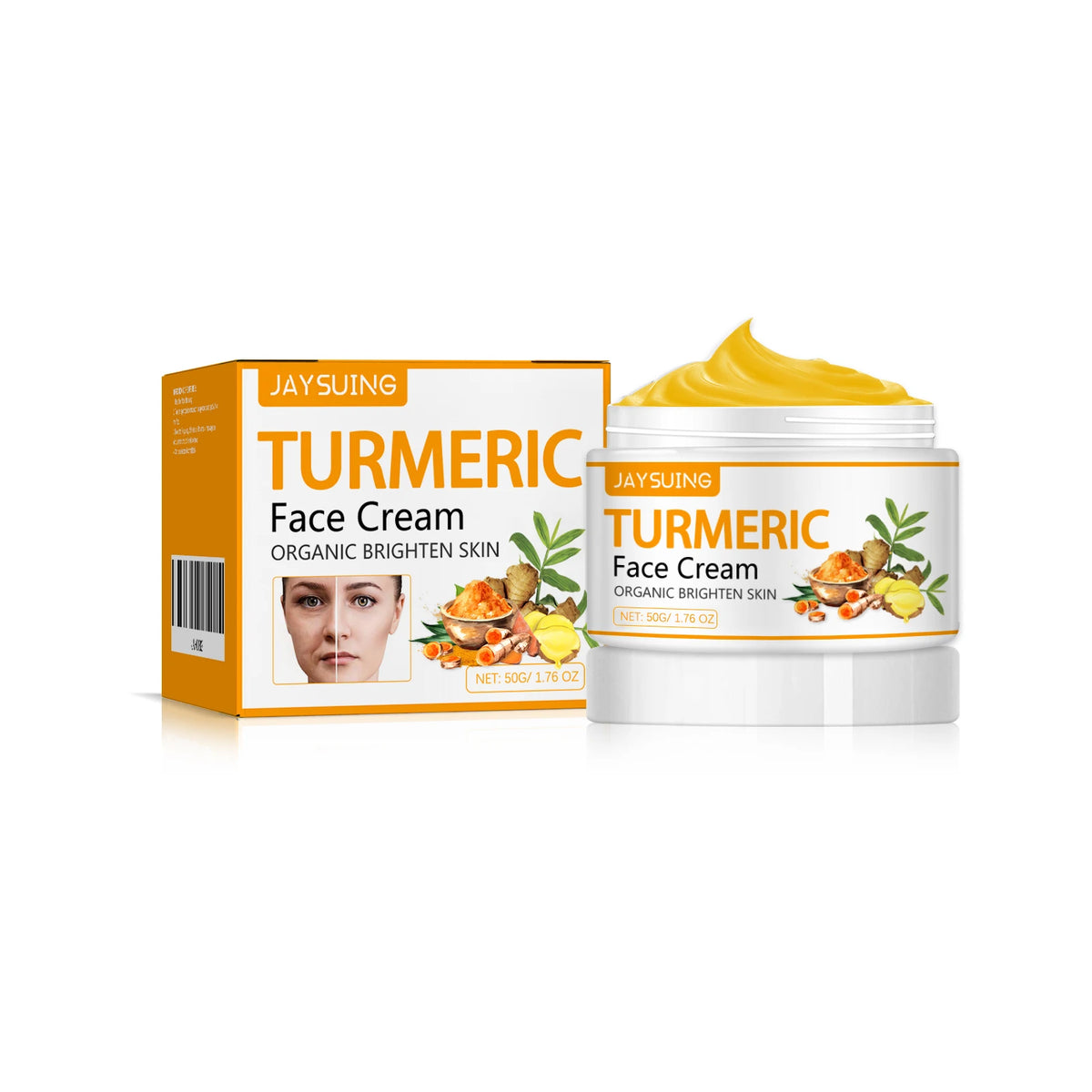 Cream facial rejuvenator with turmeric, antioxidant, and nourishing ingredients from Corporación Turística, 50g jar for skincare.