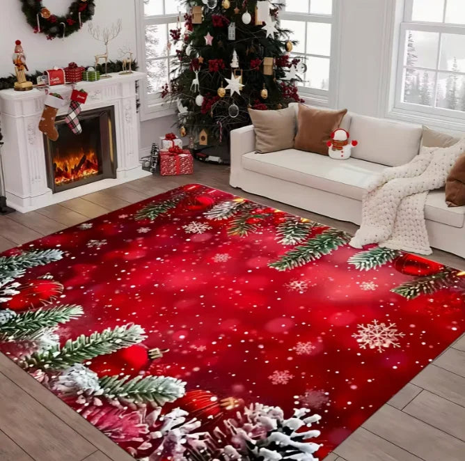 Colorful Christmas rug by Corporación Turística, ideal for living rooms, bedrooms, and kitchens during the holiday season.
