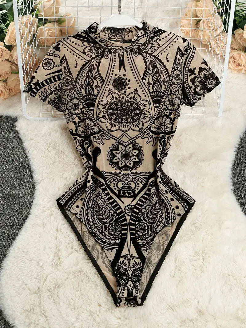 Elegant floral sexy women's swimsuit by Corporación Turística, featuring stylish design and matching swimwear for women.