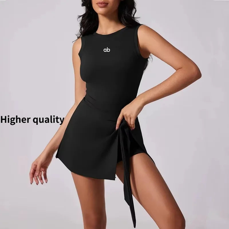 Women's tennis dress with integrated shorts by Corporación Turística, featuring a sporty design and comfortable fit.