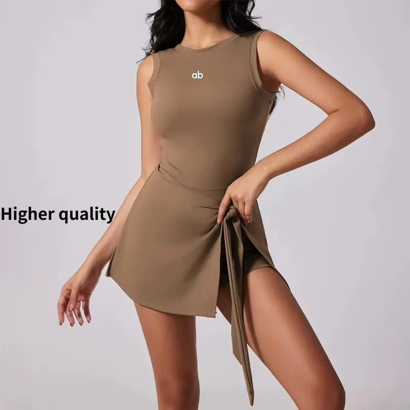 Women's tennis dress with built-in shorts by Corporación Turística, featuring a sporty design and comfortable fit.