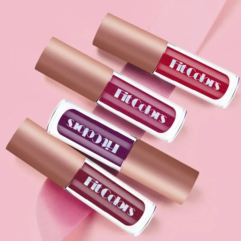 Set of 4 metallic lipstick shine coated non-stick cups by Corporación Turística, shown in a close-up image.