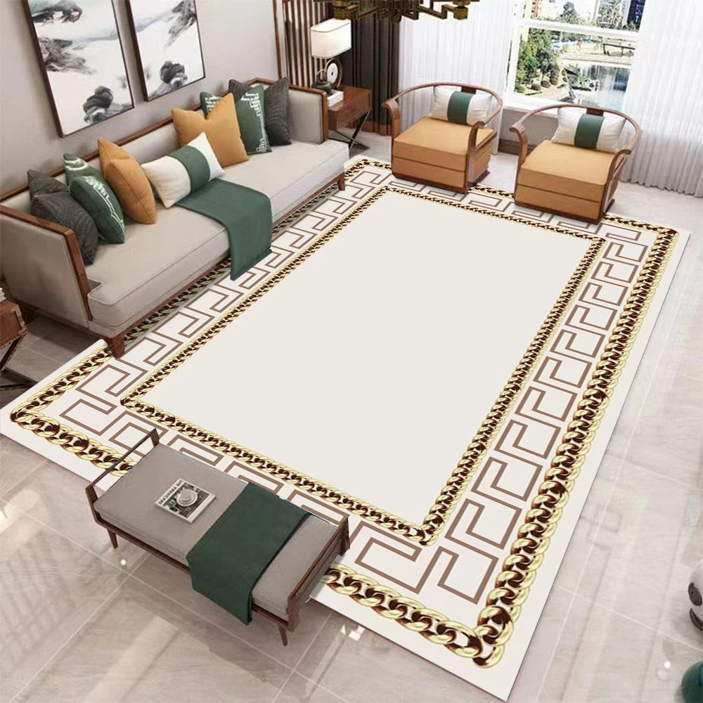 Luxurious Nordic geometric rug from Corporación Turística, showcasing modern patterns and soft textures for stylish home decor.