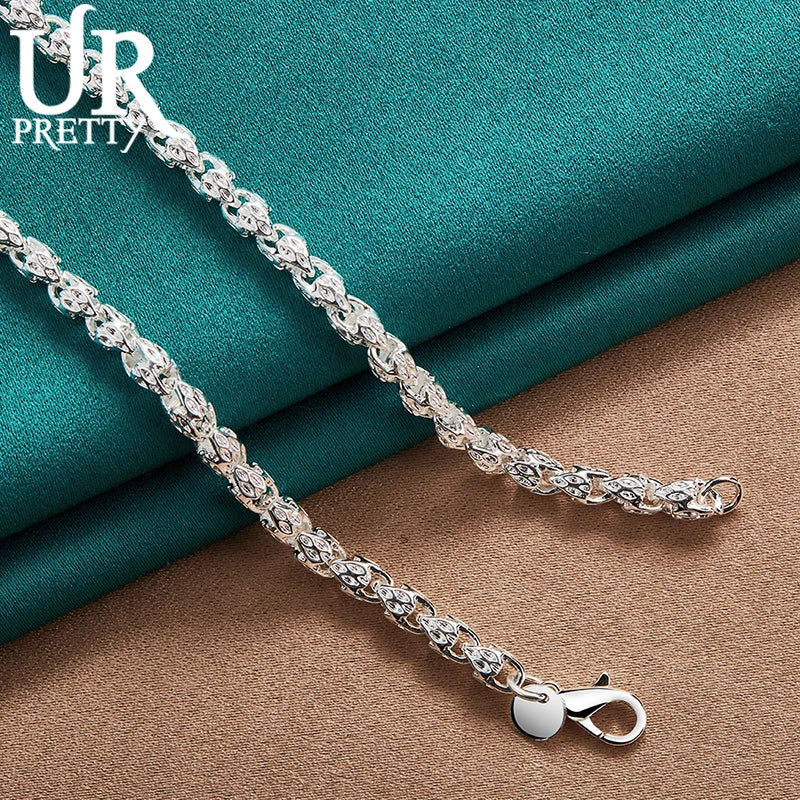 Sterling silver URPRETTY beaded necklace with 50cm chain, crafted by Corporación Turística, featuring elegant silver bead details.