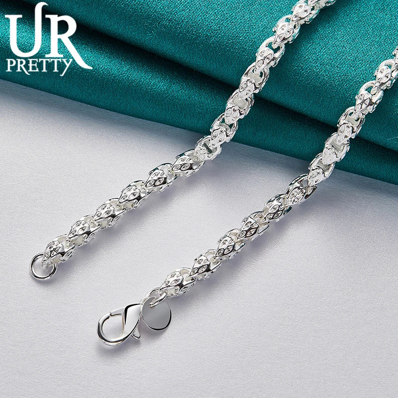 Sterling silver URPRETTY beaded chain necklace, 50 cm length, elegant jewelry from Corporación Turística with a polished finish.